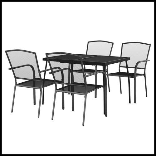 vidaXL 3 Piece Garden Dining Set Anthracite Steel with Durable Powder Coating for Outdoor Entertaining by vidaXL