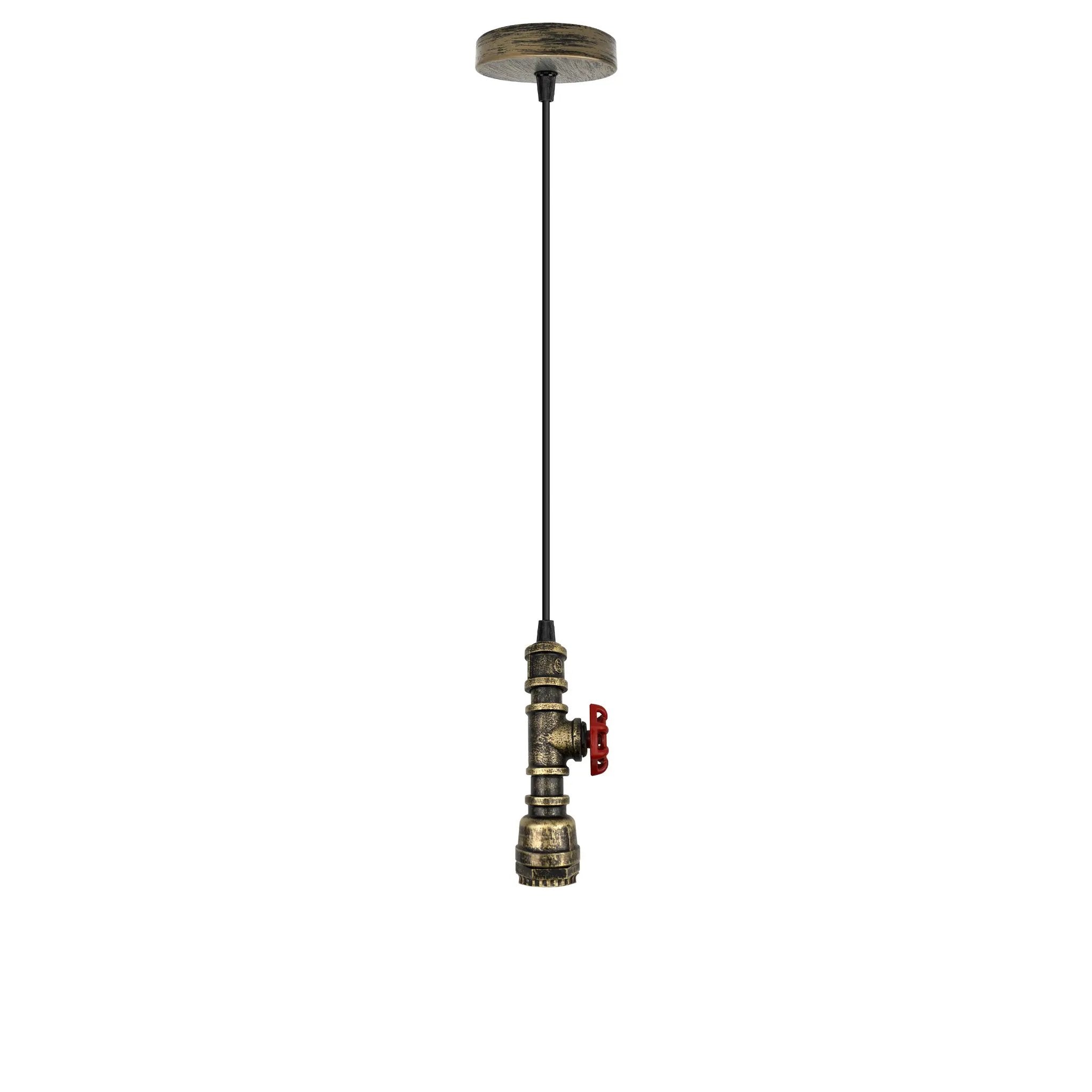 Un-branded Vintage industrial metal pendant pipe light E27 fitting 95cm adjustable cable - Pendant Lights