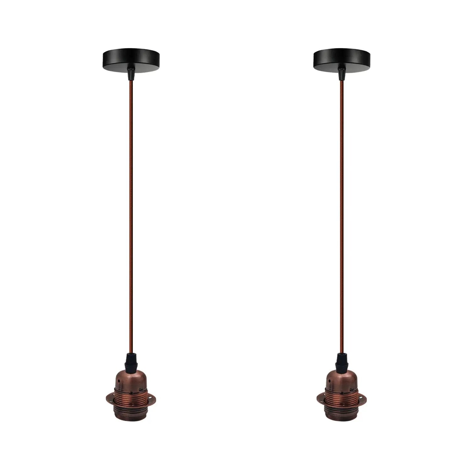 Un-branded 2 Pack Vintage Industrial Pendant Light,lampshade E27 UK Holder Fitting Set - Pendant Lights