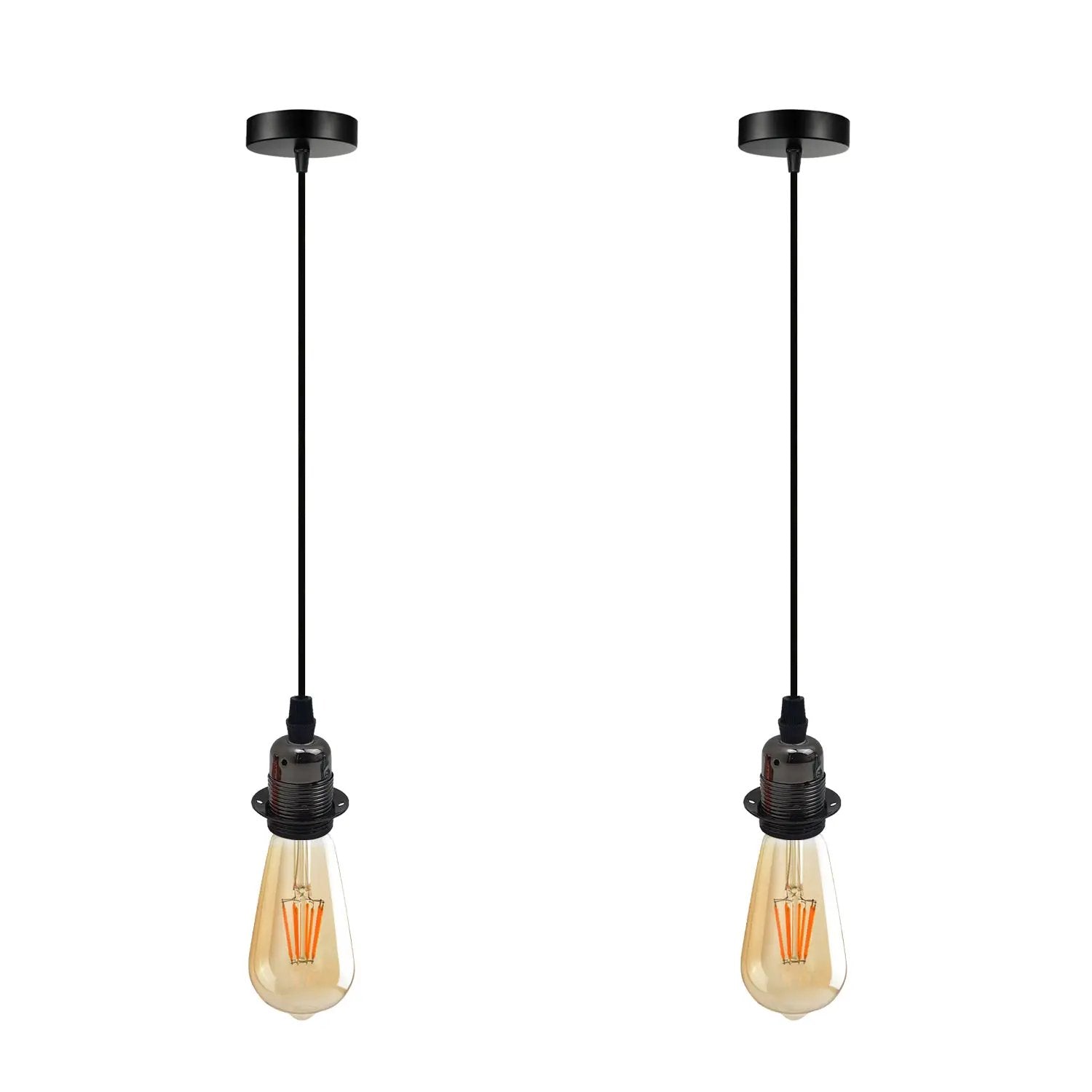 Un-branded 2 Pack Vintage Industrial Pendant Light,lampshade E27 UK Holder Fitting Set - Pendant Lights