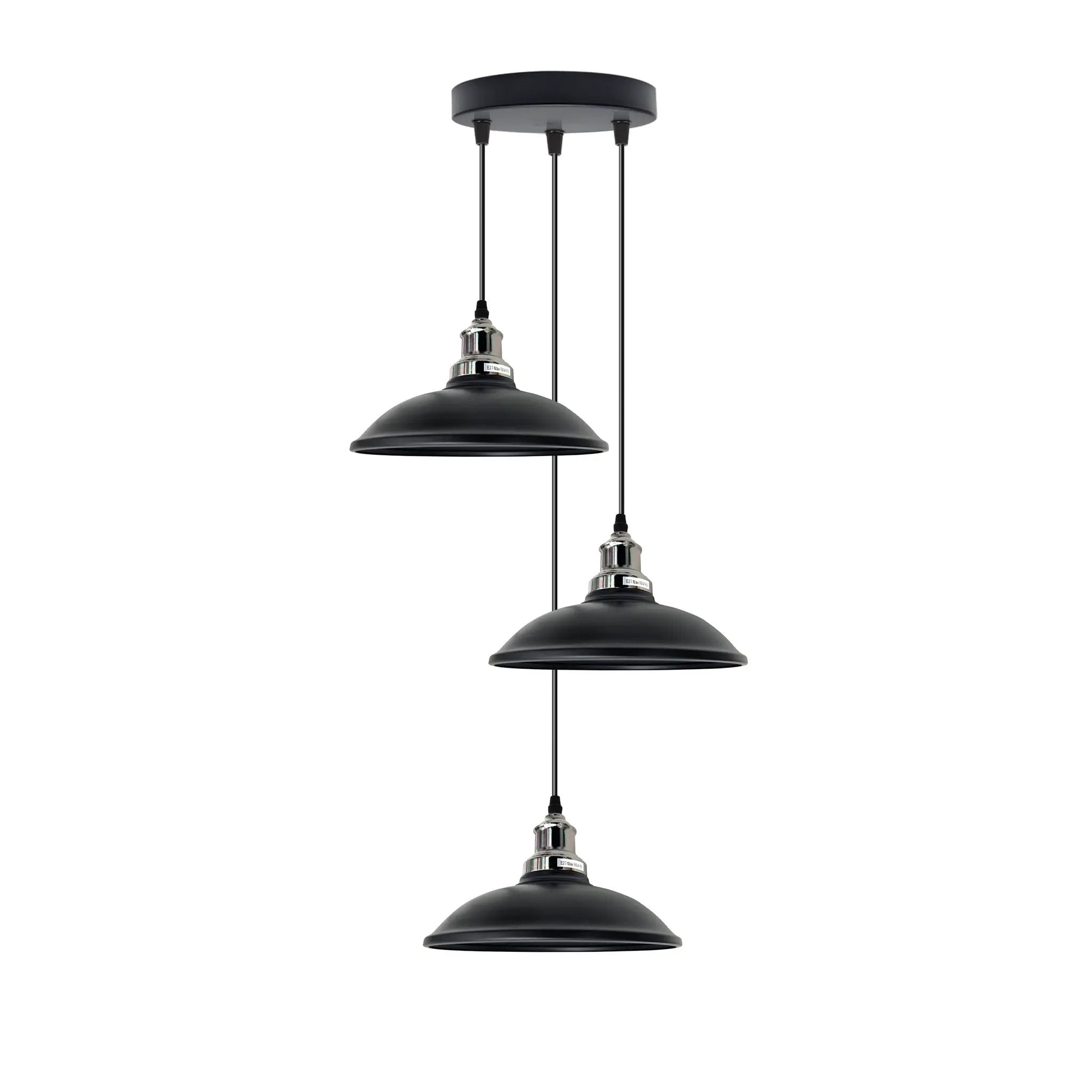 Un-branded 3 Head Vintage Industrial E27 Ceiling Hanging Light Shade Metal Pendant Lamp - Pendant Lights