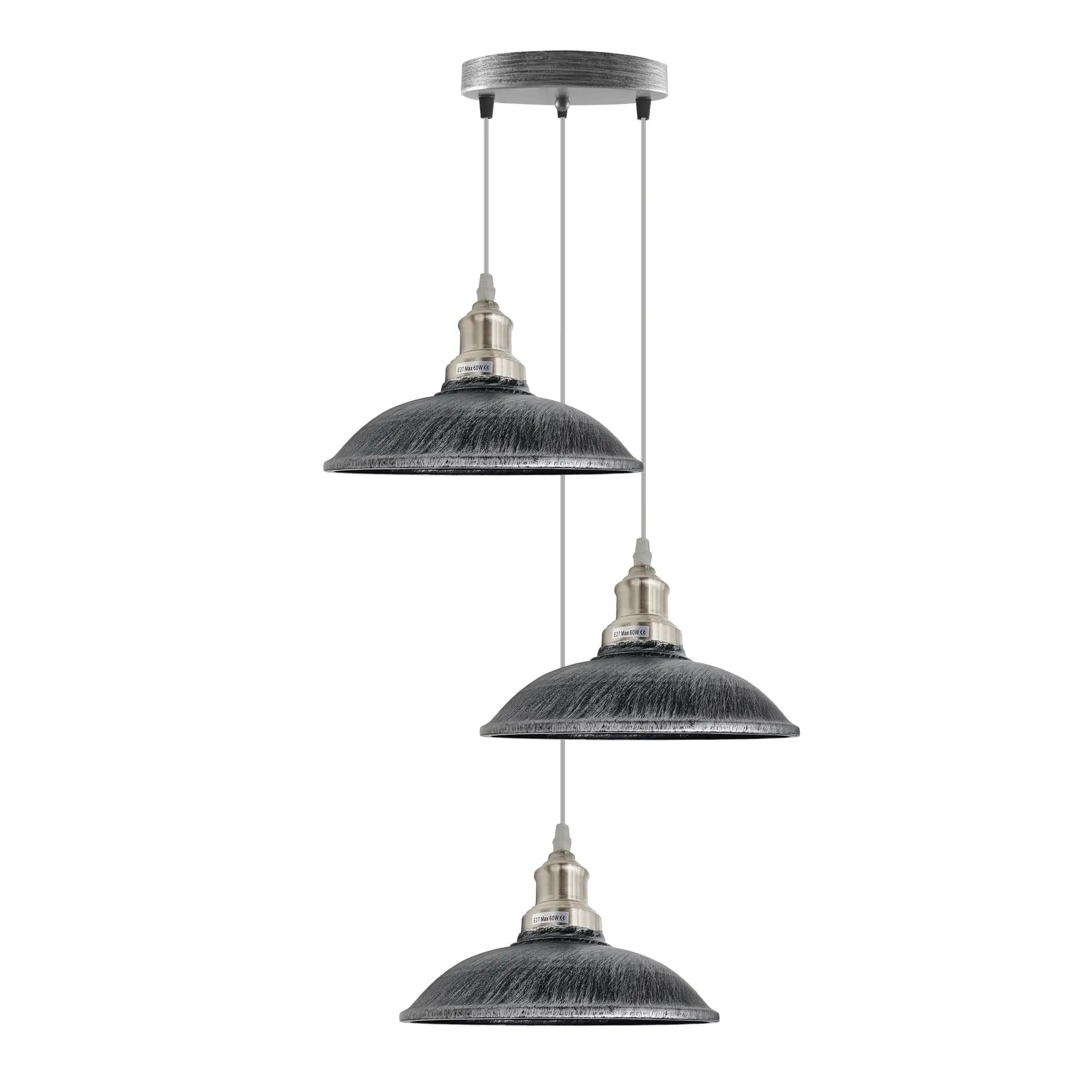 Un-branded 3 Head Vintage Industrial E27 Ceiling Hanging Light Shade Metal Pendant Lamp - Pendant Lights