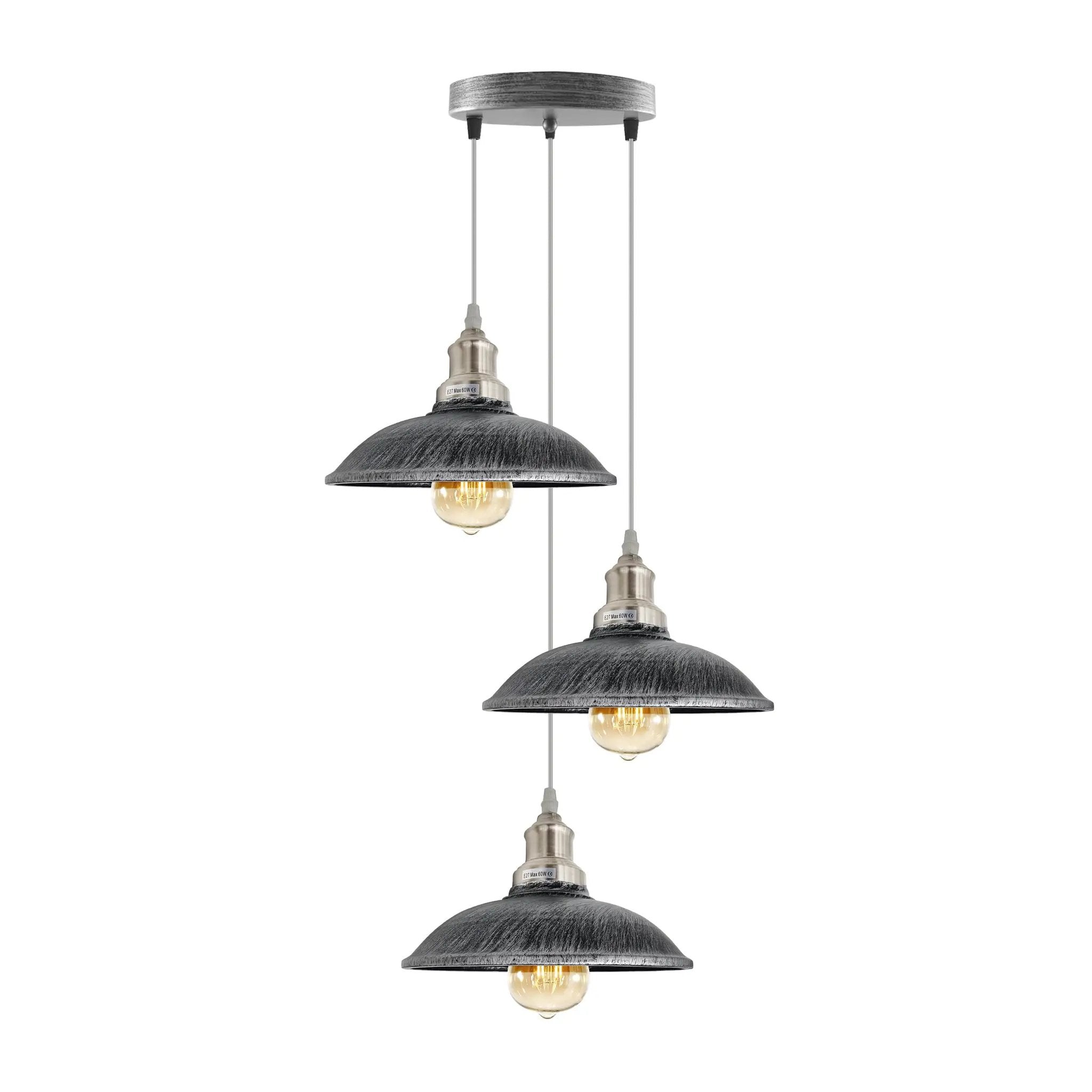 Un-branded 3 Head Vintage Industrial E27 Ceiling Hanging Light Shade Metal Pendant Lamp - Pendant Lights