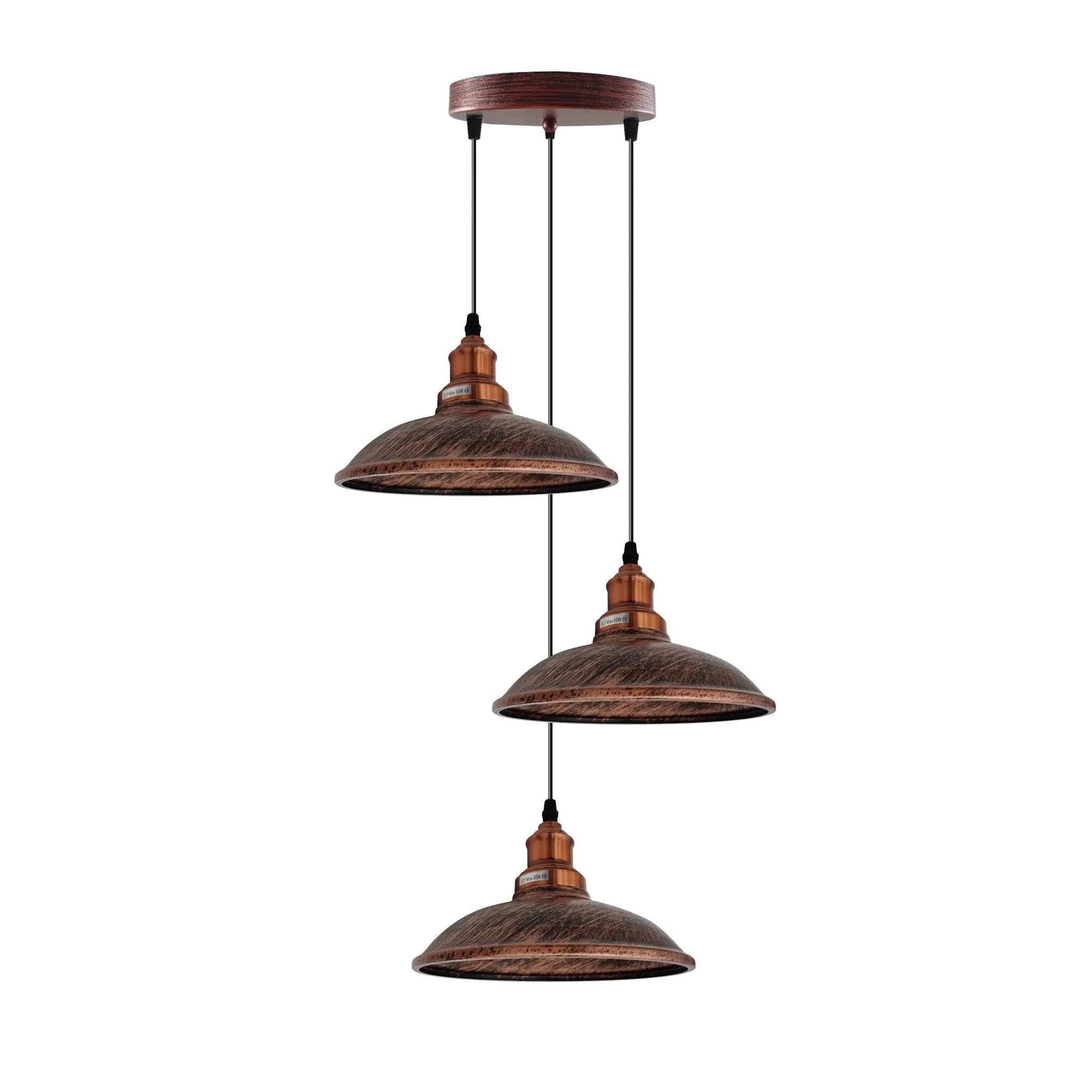 Un-branded 3 Head Vintage Industrial E27 Ceiling Hanging Light Shade Metal Pendant Lamp - Pendant Lights