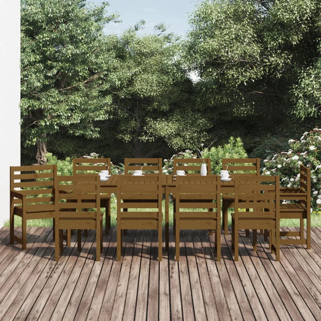 vidaXL VidaXL Garden Dining Set 11 Piece Solid Pine Outdoor Patio - Garden Set