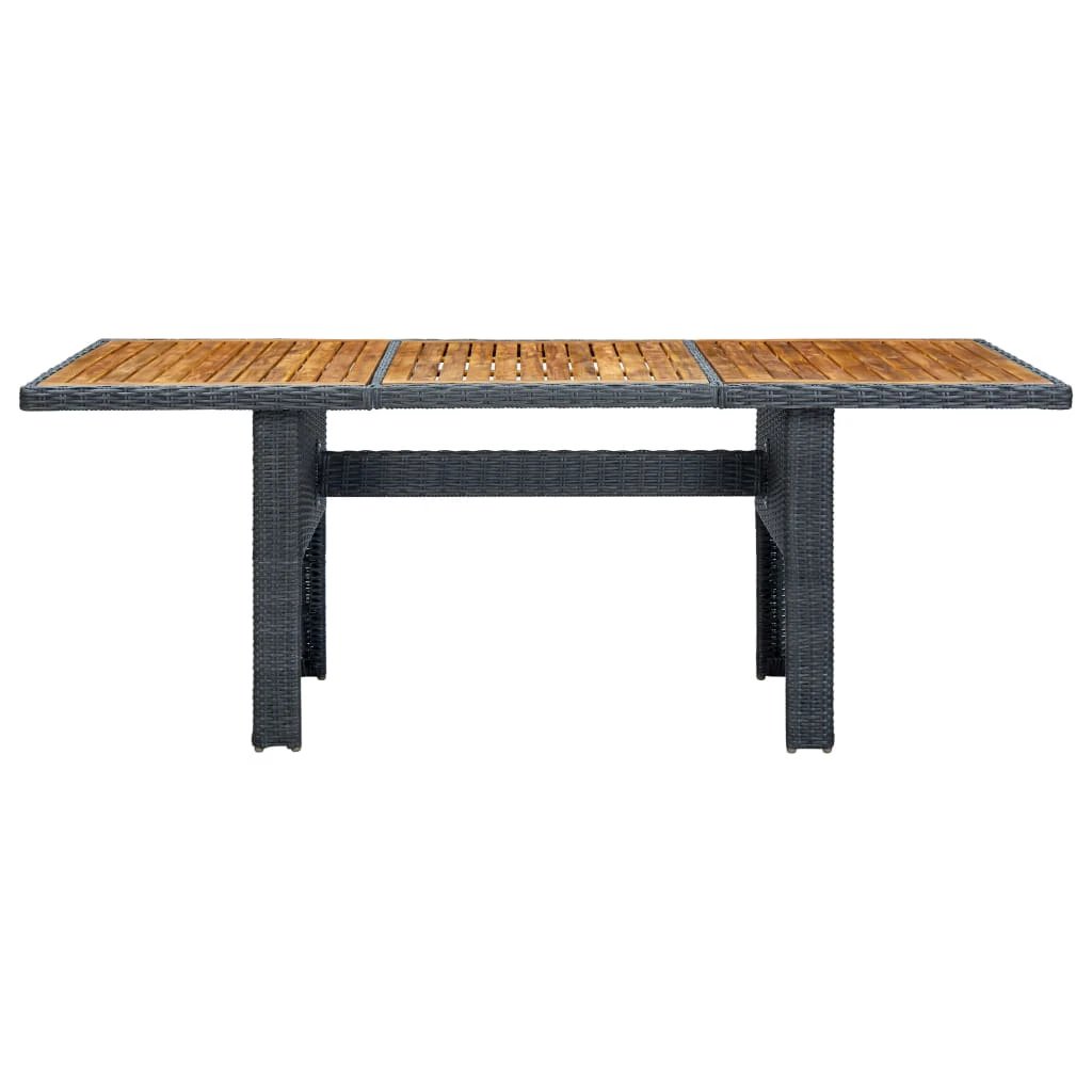 vidaXL Garden Table Dark Grey Poly Rattan and Tempered Glass by vidaXL