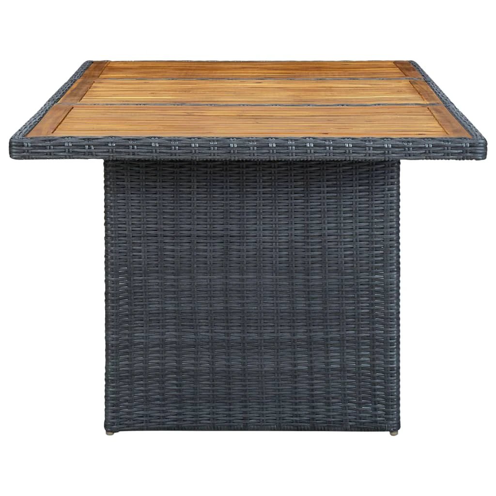 vidaXL Garden Table Dark Grey Poly Rattan and Tempered Glass by vidaXL