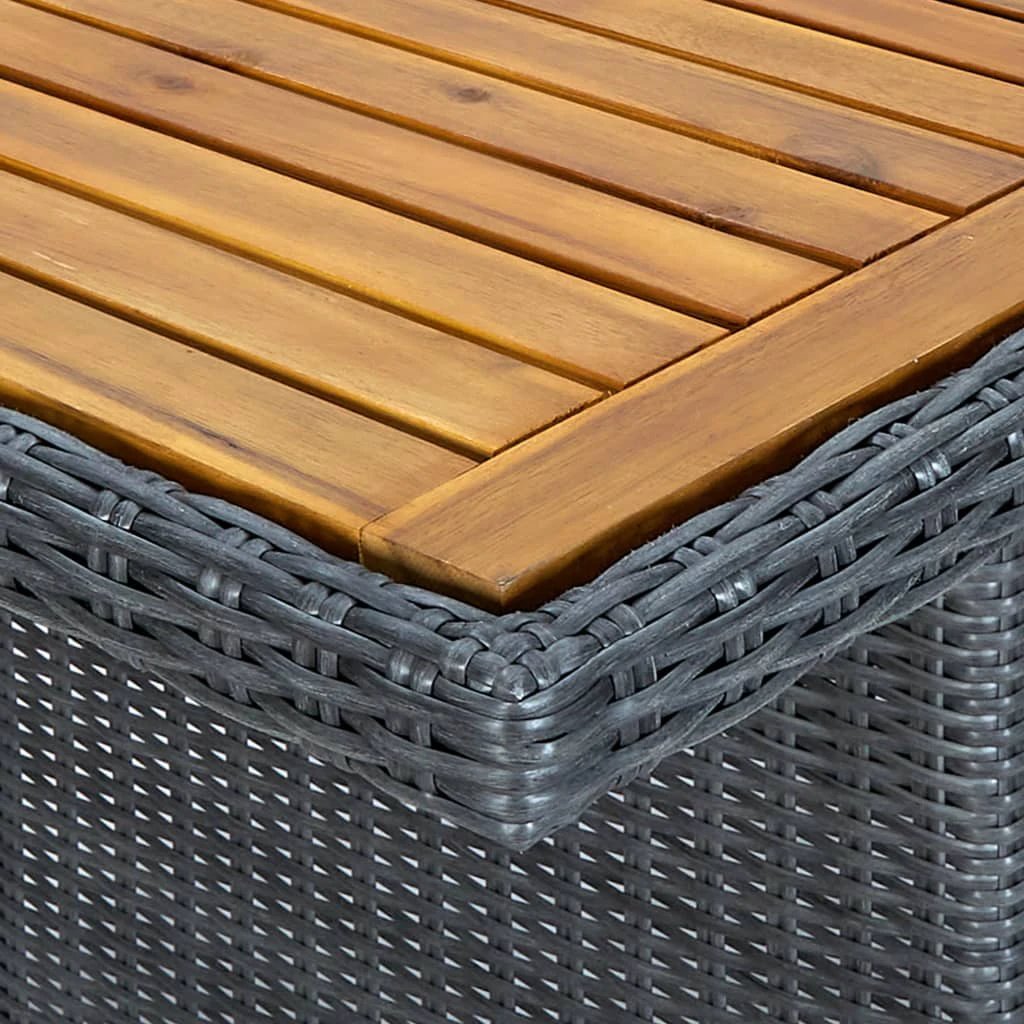 vidaXL Garden Table Dark Grey Poly Rattan and Tempered Glass by vidaXL