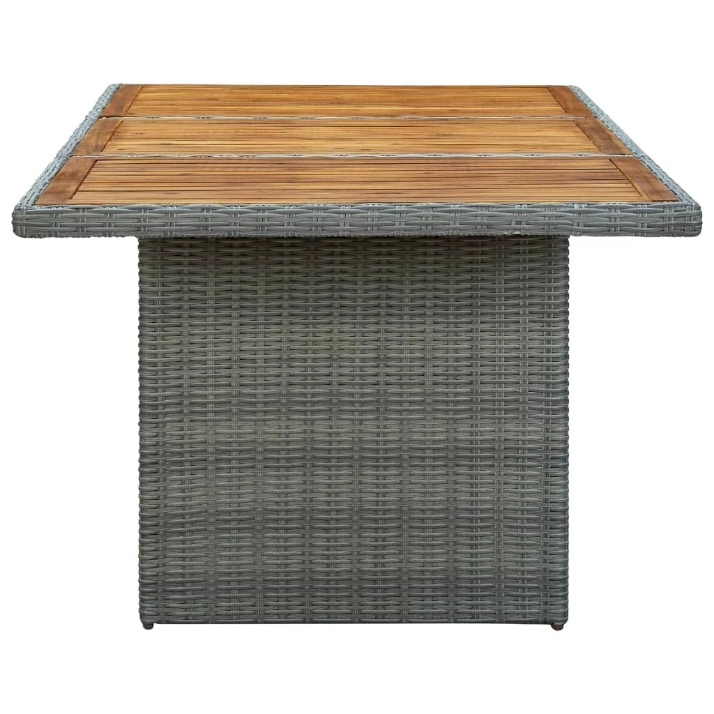 vidaXL vidaXL Garden Table Dark Grey Poly Rattan and Tempered Glass - Uncategorized Garden Table