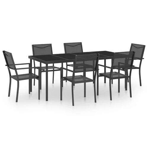 vidaXL 7 Piece Outdoor Dining Set 70 Inch Steel Frame with Powder-Coated Finish for Stylish Patio Gatherings by vidaXL