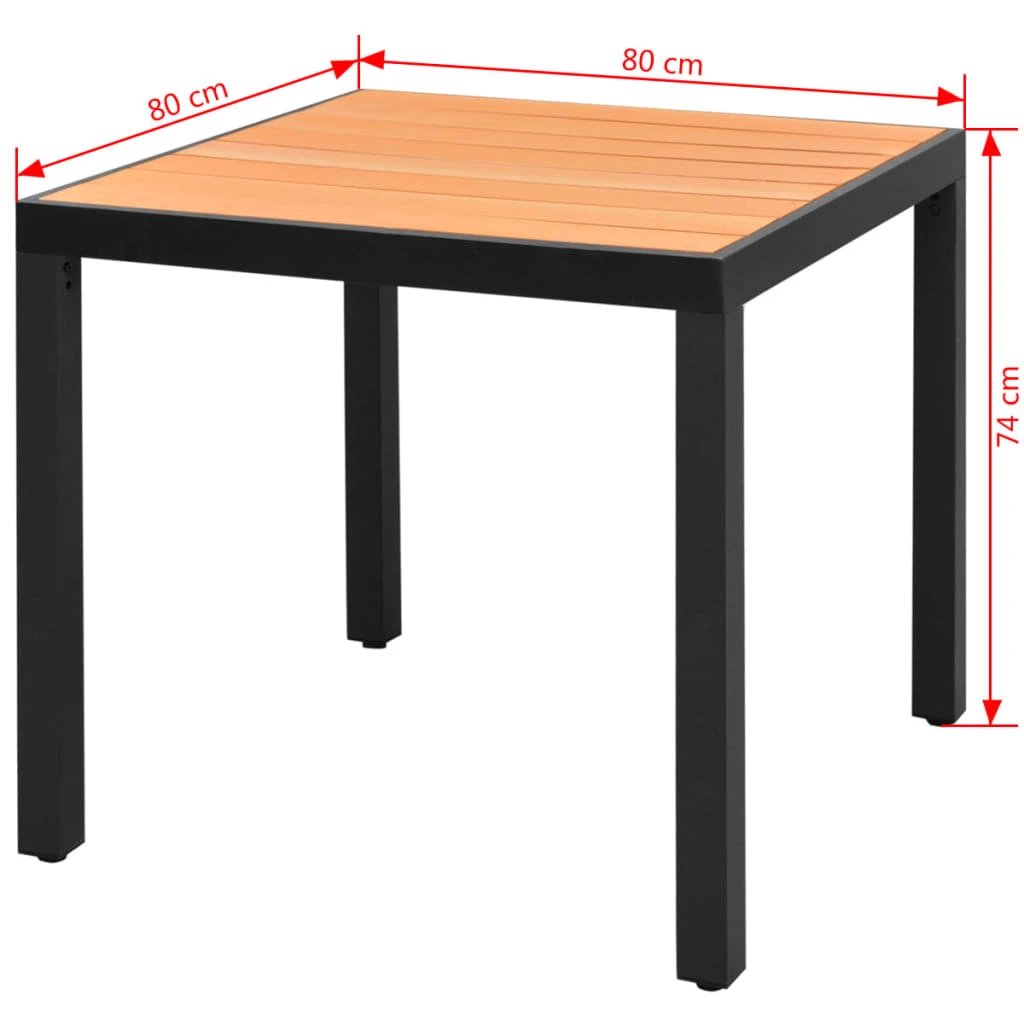 vidaXL vidaXL Garden Table Brown 80x80x74 cm Aluminium and WPC - Garden Table