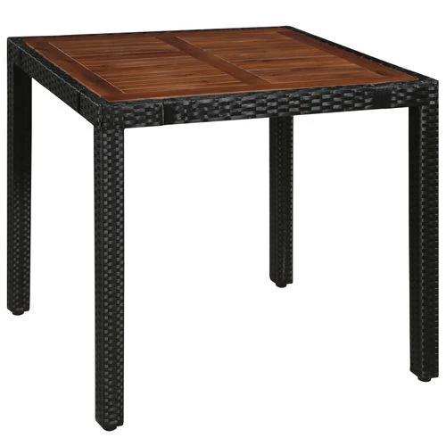 vidaXL 5 Piece Outdoor Dining Set Poly Rattan and Acacia Wood Black by vidaXL