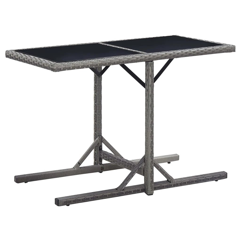 vidaXL Garden Table Black 110x53x72 cm Glass and Poly Rattan by vidaXL