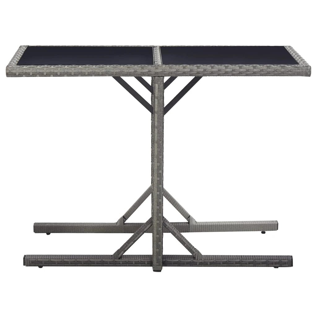 vidaXL Garden Table Black 110x53x72 cm Glass and Poly Rattan by vidaXL