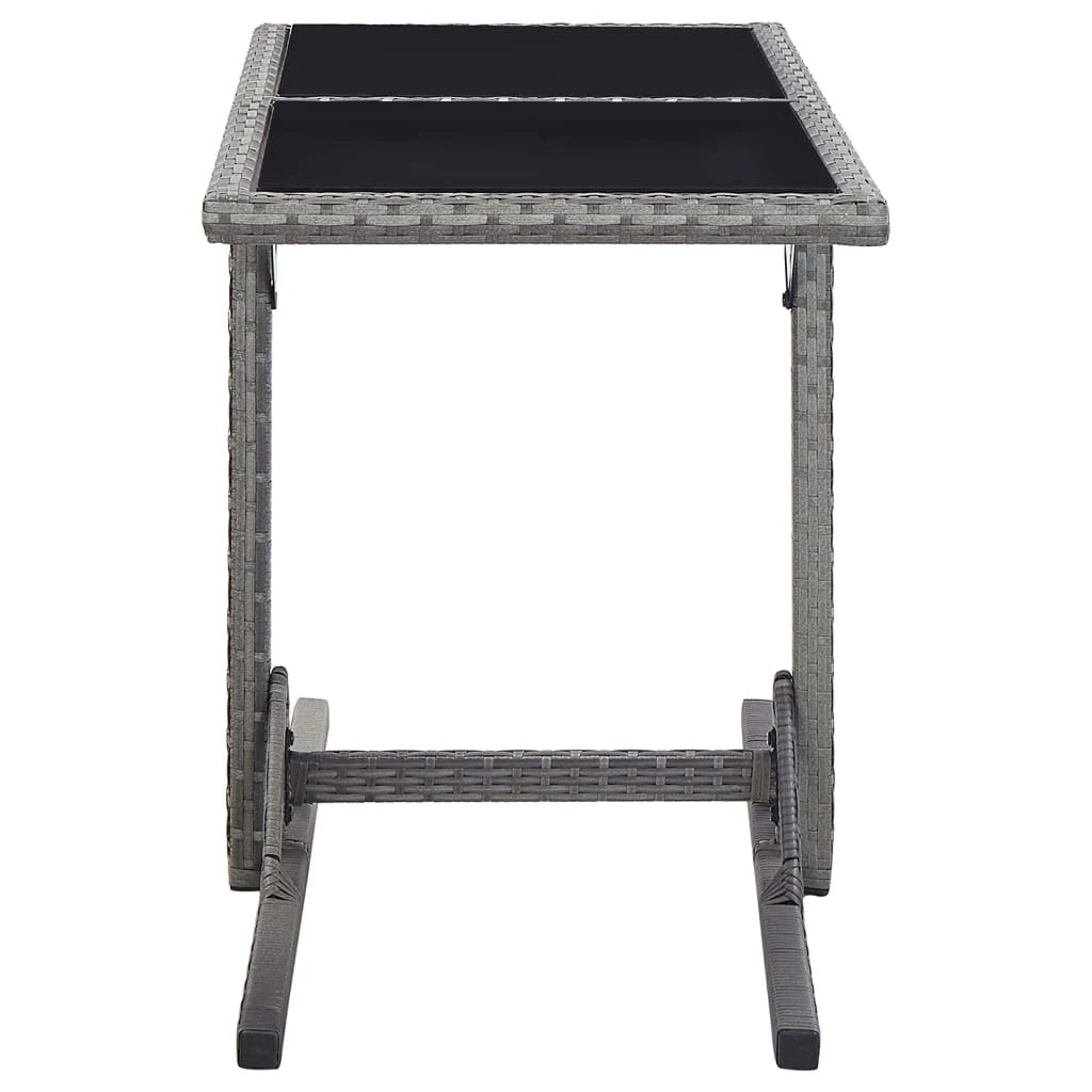 vidaXL Garden Table Black 110x53x72 cm Glass and Poly Rattan by vidaXL