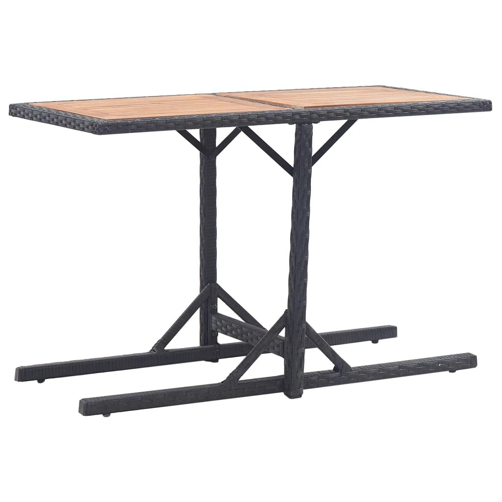 vidaXL Garden Table Black 110x53x72 cm Glass and Poly Rattan by vidaXL