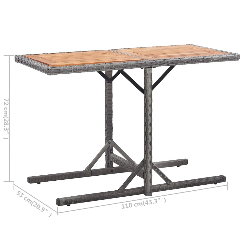 vidaXL Garden Table Black 110x53x72 cm Glass and Poly Rattan by vidaXL