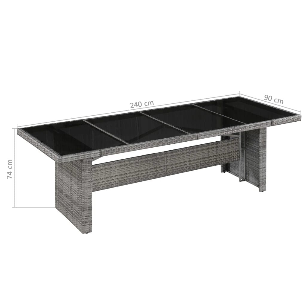 vidaXL vidaXL Garden Table 240x90x74 cm Poly Rattan and Solid Acacia Wood - Garden Table