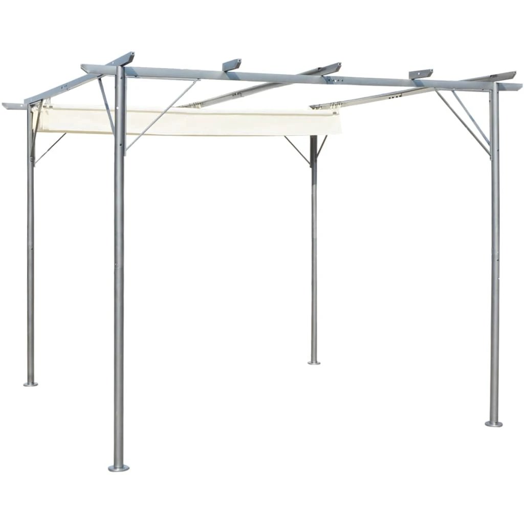 vidaXL Pergola with Retractable Roof Cream White 3x3 m Steel by vidaXL