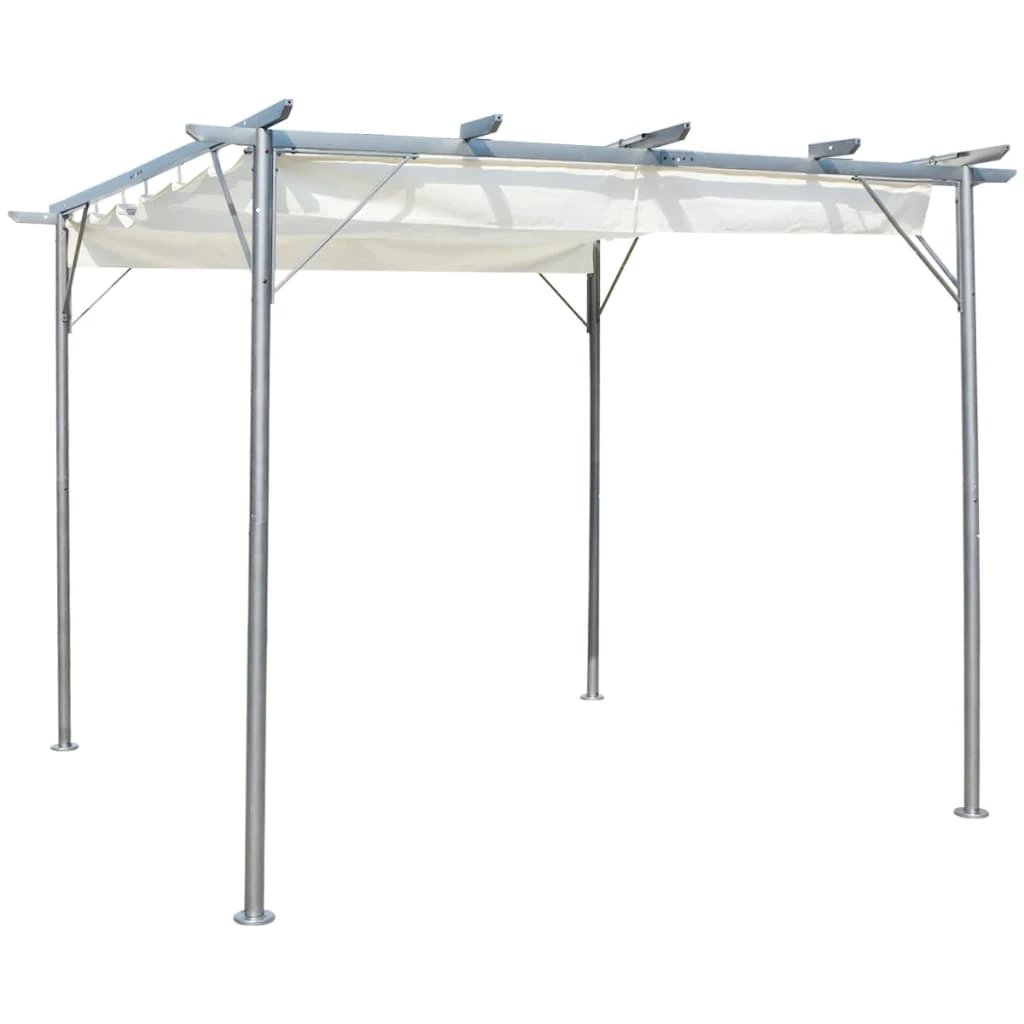 vidaXL Pergola with Retractable Roof Cream White 3x3 m Steel by vidaXL