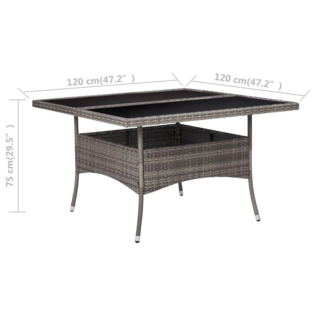 vidaXL vidaXL Outdoor Dining Table Black Poly Rattan and Solid Acacia Wood - Garden Table