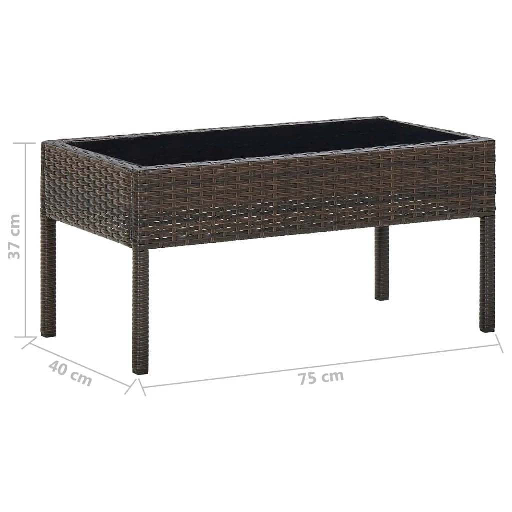 vidaXL Garden Table Brown 75x40x37 cm Poly Rattan by vidaXL