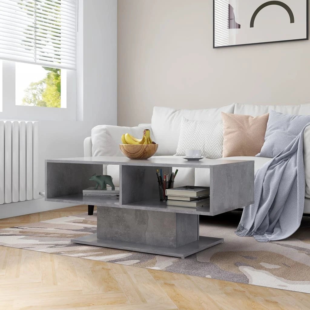 vidaXL Coffee Table 103.5x50x44.5 cm White Engineered Wood With Storage Shelf For Living Room by vidaXL