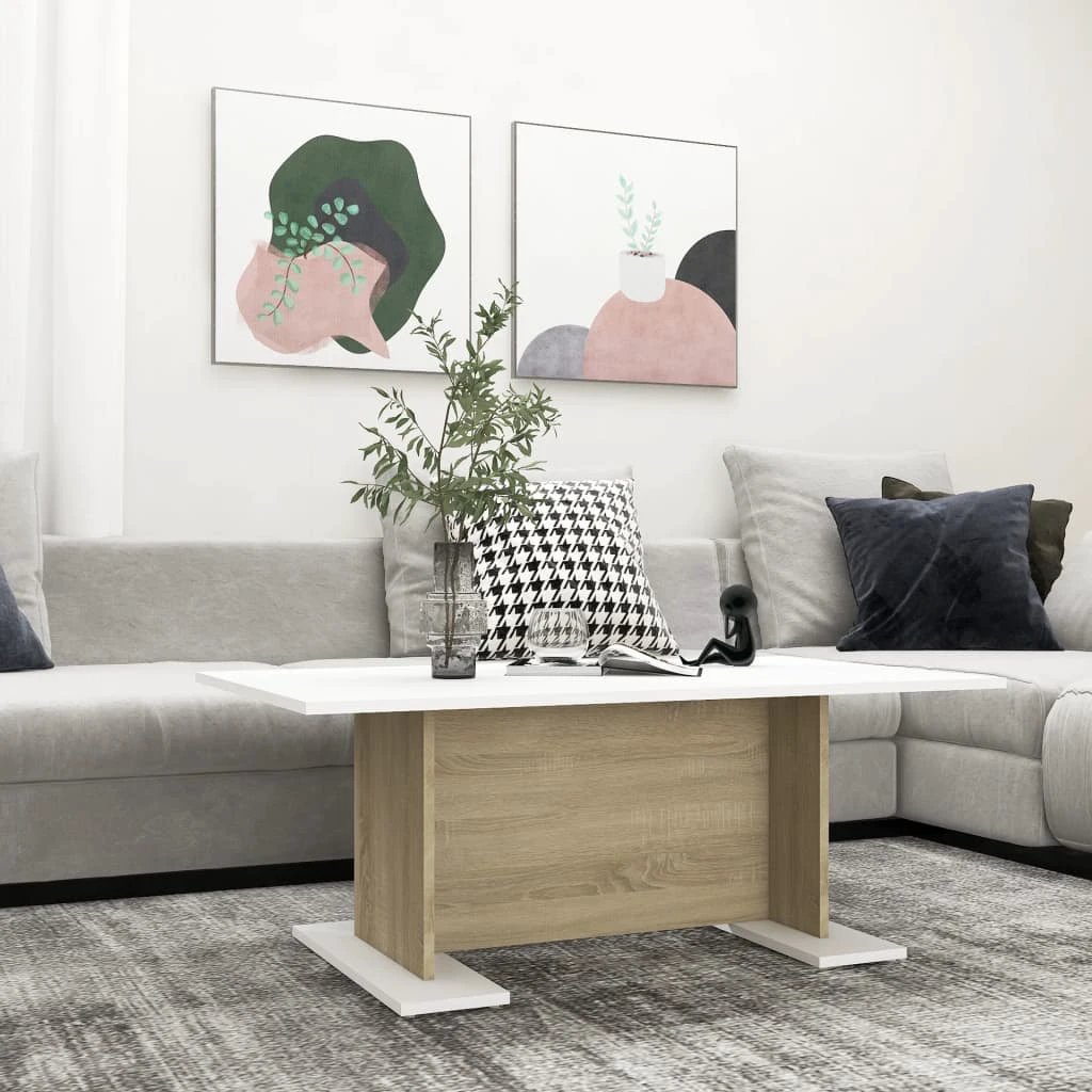 vidaXL VidaXL Coffee Table 103.5x60x40 cm Engineered Wood Durable White Finish For Living Room - Coffee Table