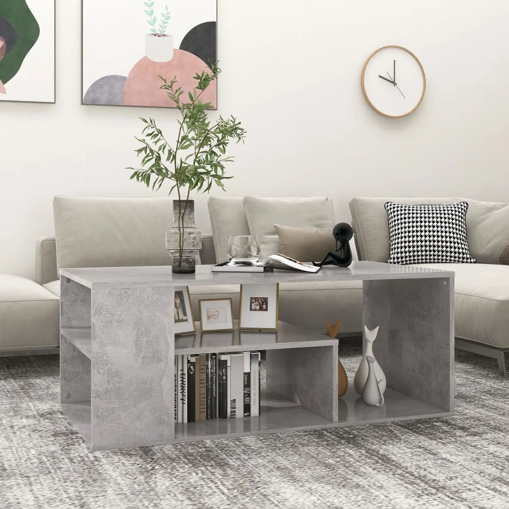 vidaXL VidaXL Coffee Table 100x50x40 cm Engineered Wood Smoked Oak Open Shelf Living Room - Coffee Table