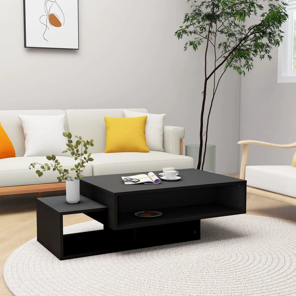 vidaXL VidaXL Coffee Table 105x55x32 cm Smoked Oak Engineered Wood With Three Storage Compartments Living Room And Office - Coffee Table