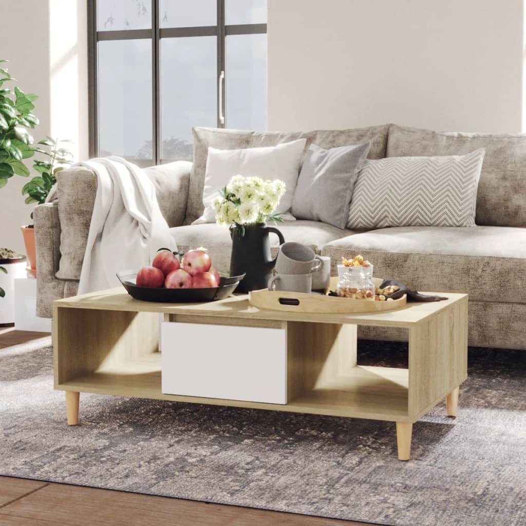 vidaXL VidaXL Coffee Table 103.5x60x35 cm Smoked Oak Storage for Living Room - Coffee Table