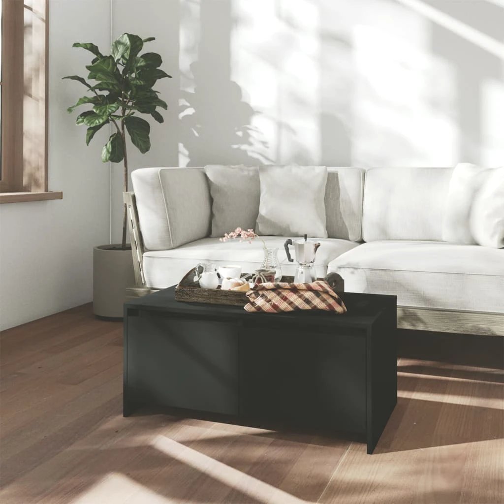 vidaXL VidaXL Coffee Table 90x50x41.5 cm Smoked Oak With Two Drawers Engineered Wood For Living Room - Coffee Table