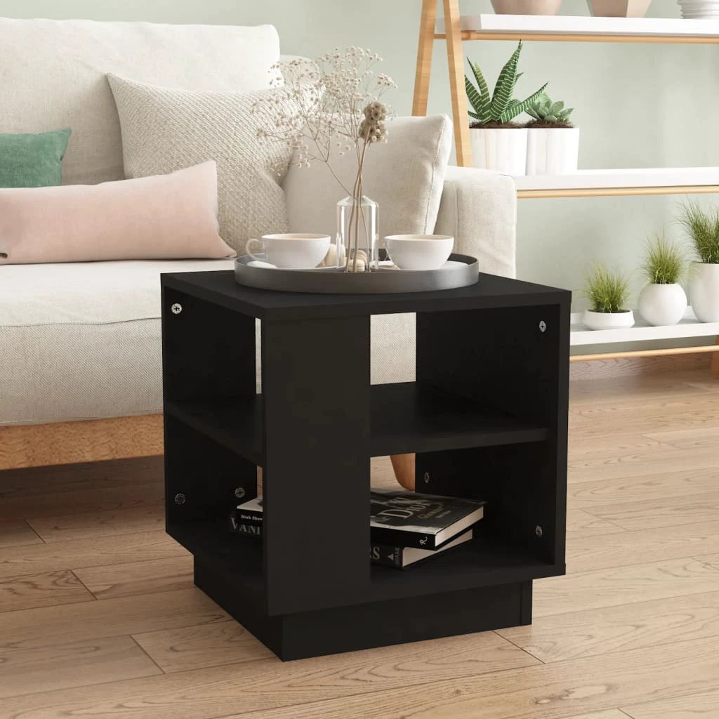VidaXL Coffee Table 40X40X43 Cm Smoked Oak Engineered Wood With 2 Shelves For Living Room by vidaXL