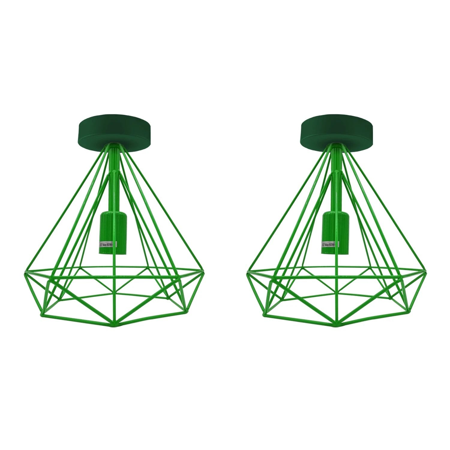 Vintage Compact Flush Mount Ceiling Light Fixture 2 Pack Geometric Metal Cage E27 Holder For Hallways by Un-branded