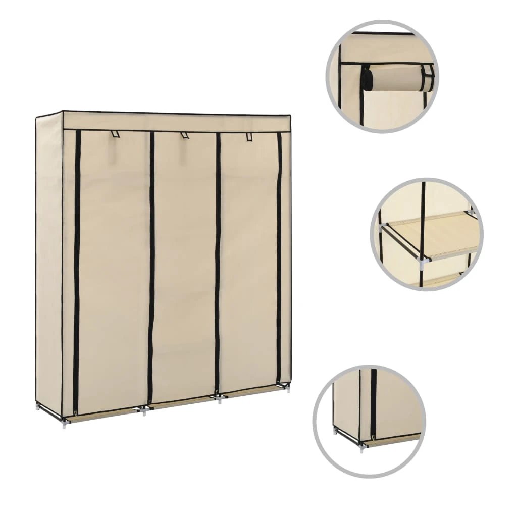 vidaXL vidaXL Wardrobe with Compartments and Rods Black 150x45x175 cm Fabric - Wardrobe