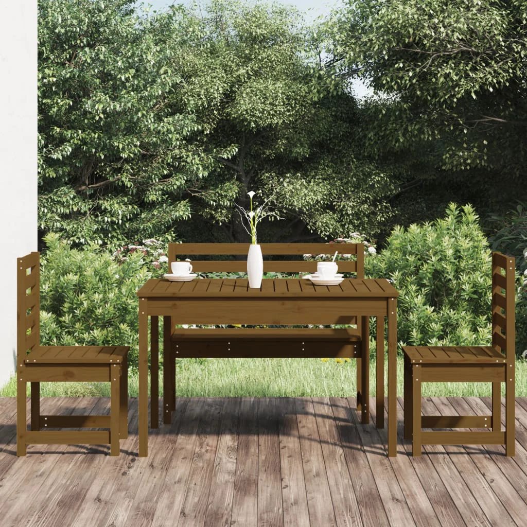VidaXL Garden Dining Set 4 Piece Solid Pine Wood Outdoor by vidaXL