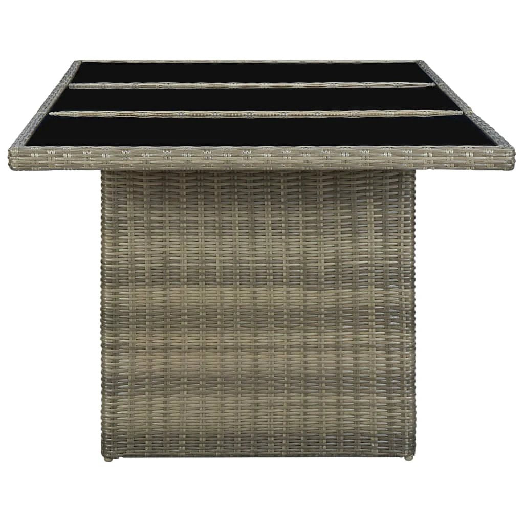 vidaXL vidaXL Garden Table Dark Grey Poly Rattan and Tempered Glass - Uncategorized Garden Table