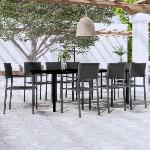 VidaXL 5 Piece Garden Dining Set 80x80x74 cm Powder-Coated Steel Frame with Rattan Look Chairs for Outdoor Patio and Balcony by vidaXL