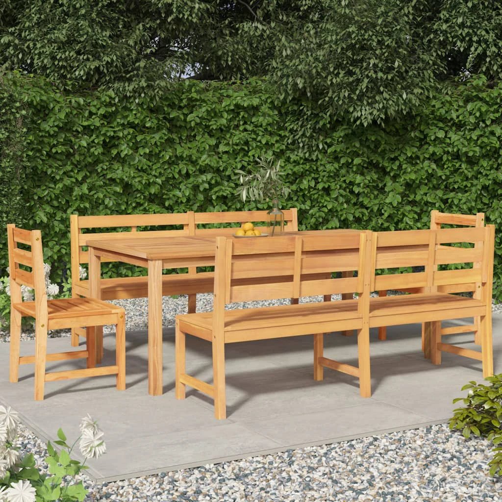 vidaXL VidaXL Garden Dining Set Three-Piece Compact Teak Solid Wood Kiln-Dried Finish For Outdoor Patio - Garden Set