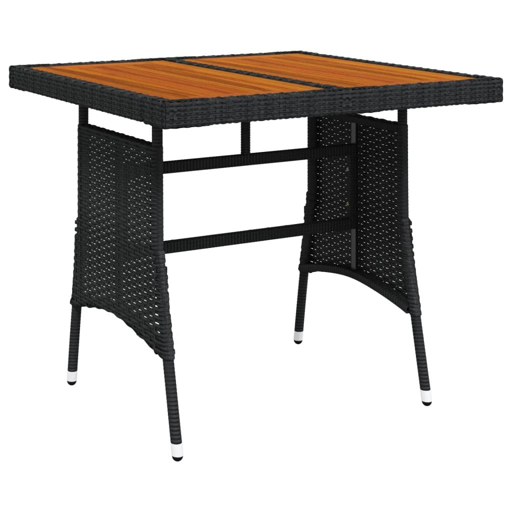 vidaXL Garden Table Black 70x70x72 cm Poly Rattan & Solid Acacia Wood by vidaXL