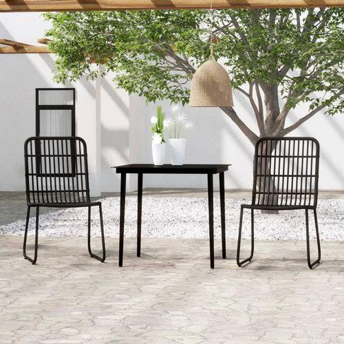 vidaXL 3 Piece Garden Dining Set with Sturdy Steel Frame and Easy Clean Glass Top for Outdoor Entertaining by vidaXL