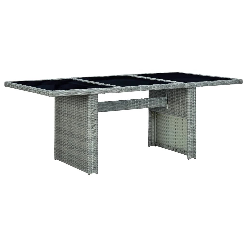 vidaXL vidaXL Garden Table Dark Grey Poly Rattan and Tempered Glass - Uncategorized Garden Table