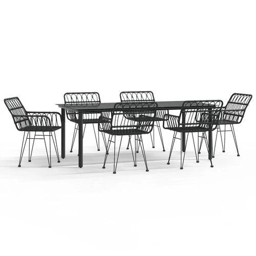 vidaXL 7 Piece Garden Dining Set with Weather Resistant Poly Rattan for Outdoor Entertaining by vidaXL