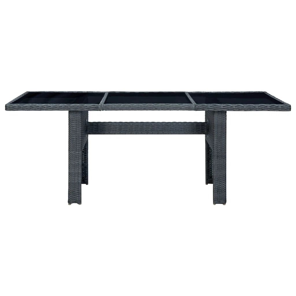 vidaXL Garden Table Dark Grey Poly Rattan and Tempered Glass by vidaXL