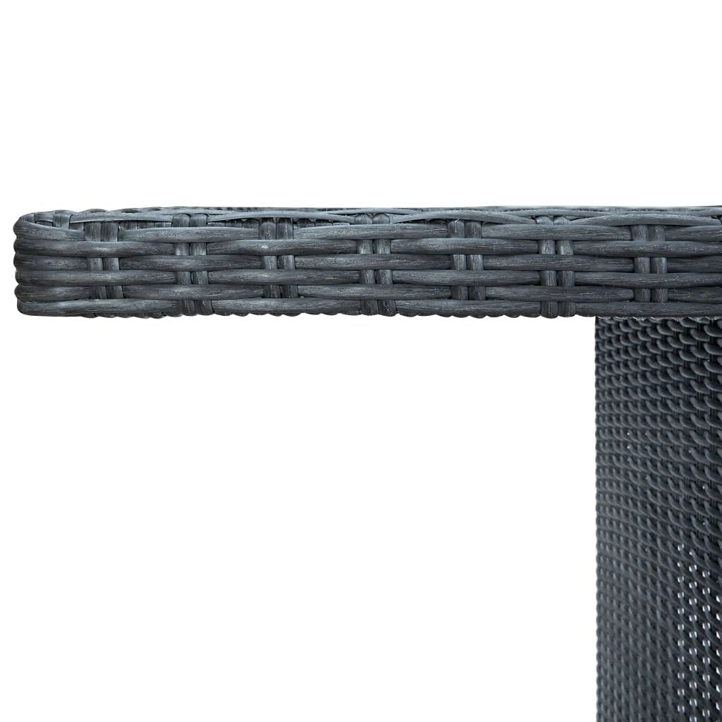vidaXL Garden Table Dark Grey Poly Rattan and Tempered Glass by vidaXL