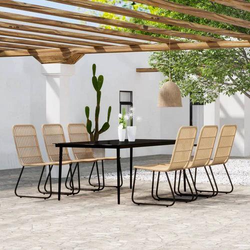 vidaXL 3 Piece Garden Dining Set with Sturdy Steel Frame and Easy Clean Glass Top for Outdoor Entertaining by vidaXL