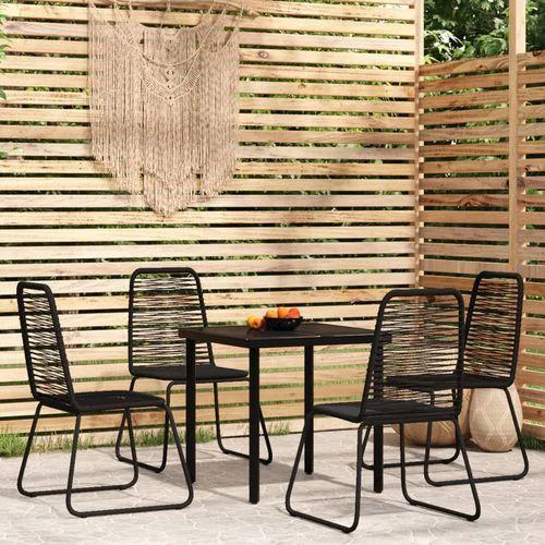 vidaXL 5 Piece Garden Dining Set 160x80x74 cm Weather-Resistant Black Outdoor Furniture for Patio and Backyard by vidaXL