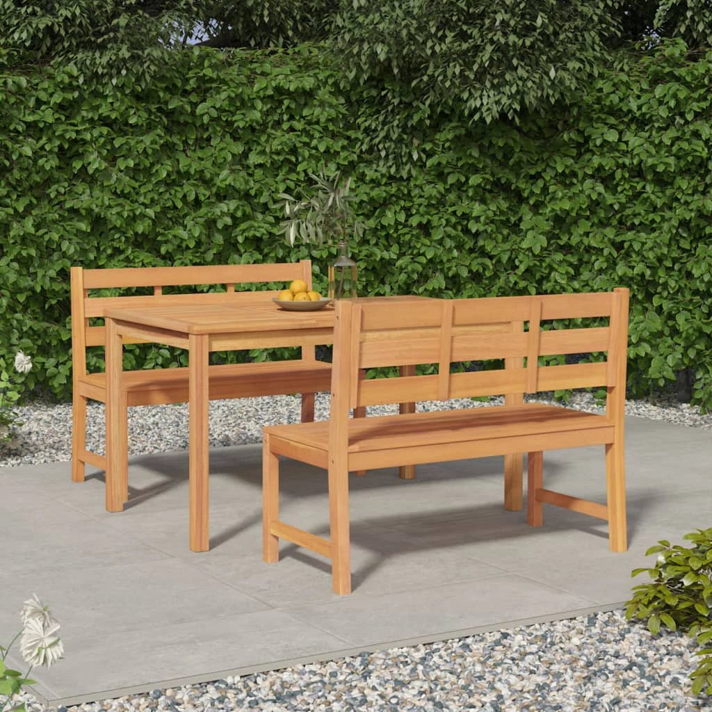 vidaXL VidaXL Garden Dining Set Three-Piece Compact Teak Solid Wood Kiln-Dried Finish For Outdoor Patio - Garden Set