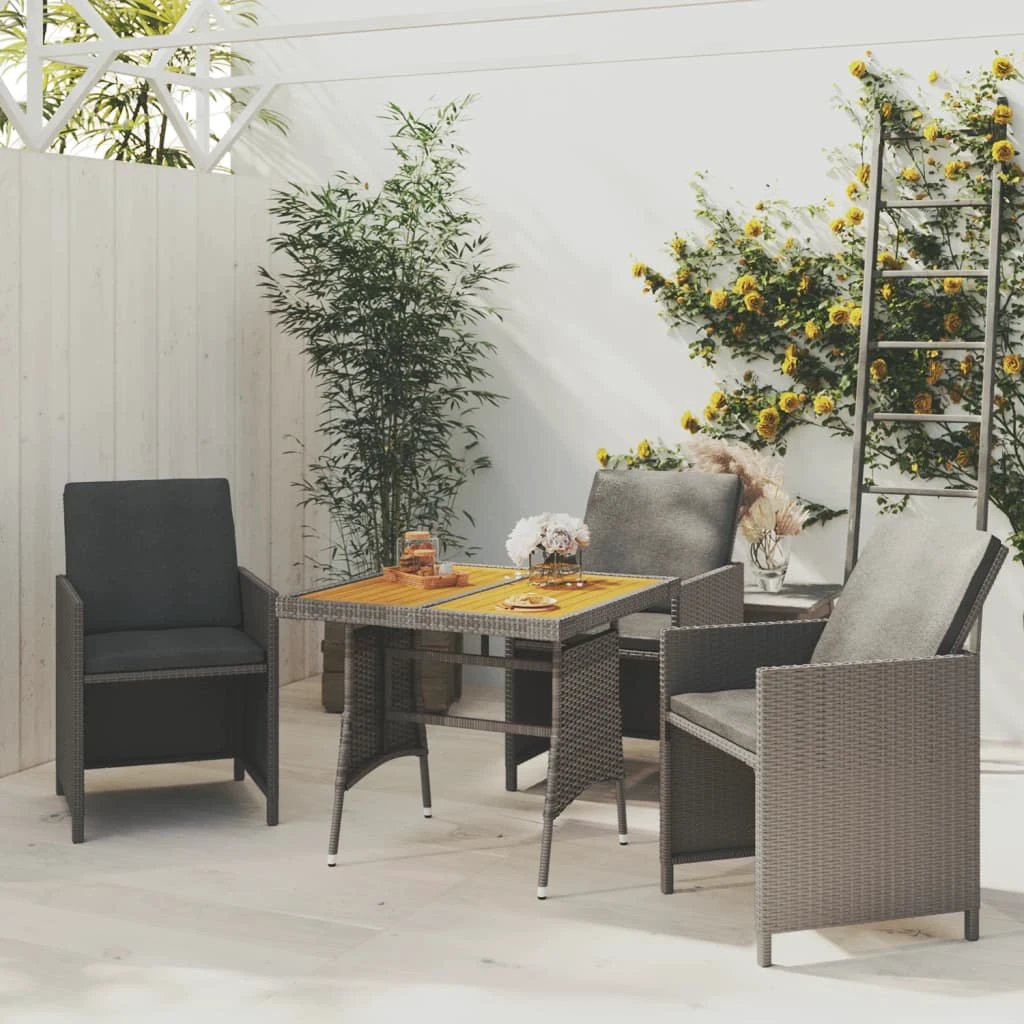 vidaXL vidaXL Garden Table Black 70x70x72 cm Poly Rattan & Solid Acacia Wood - Garden Table
