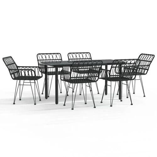 vidaXL vidaXL 7 Piece Garden Dining Set with Weather Resistant Poly Rattan for Outdoor Entertaining - Garden Set